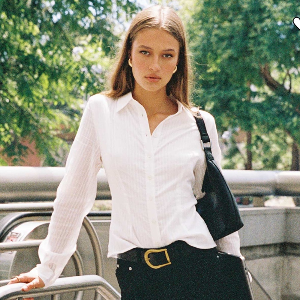 NWT! Princess Polly Folger White Button Down Shirt